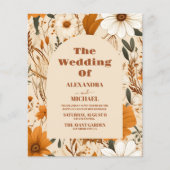 Orangefarbene Wildblumen Hochzeit mit Haushaltsgeb (Vorderseite)