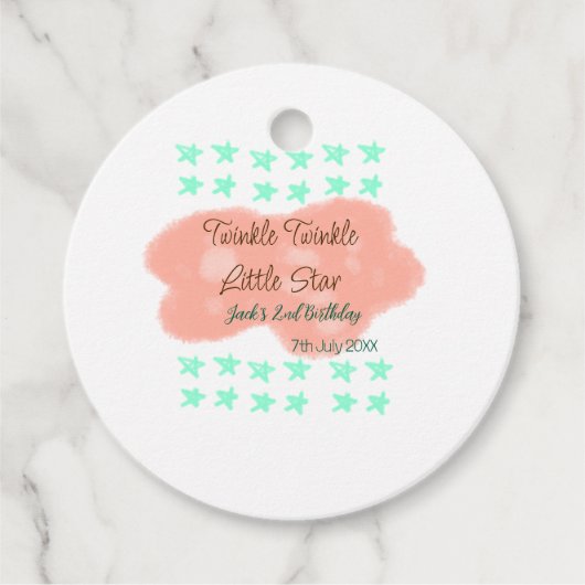 Orangefarbene Wolken funkeln blinkende kleine Ster Geschenkanhänger (Vorderseite)