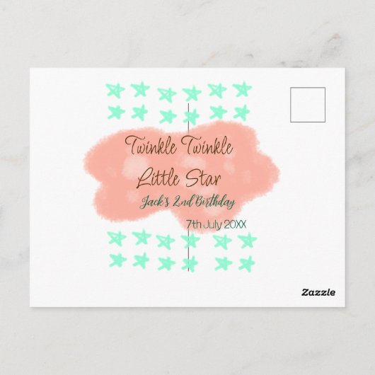 Orangefarbene Wolken funkeln blinkende kleine Ster Postkarte (Rückseite)