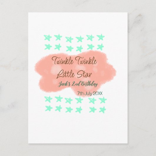 Orangefarbene Wolken funkeln blinkende kleine Ster Postkarte (Vorderseite)