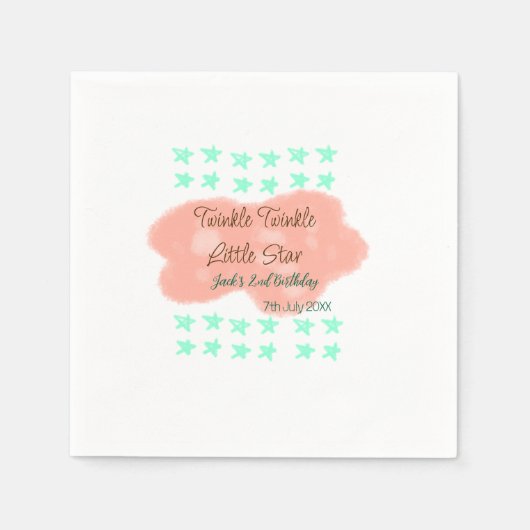 Orangefarbene Wolken funkeln blinkende kleine Ster Serviette (Vorderseite)