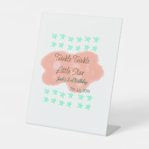 Orangefarbene Wolken funkeln blinkende kleine Ster Sockelschild