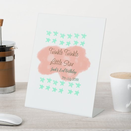 Orangefarbene Wolken funkeln blinkende kleine Ster Sockelschild (In SItu)