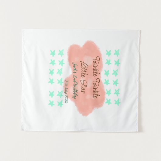 Orangefarbene Wolken funkeln blinkende kleine Ster Wandteppich (Vorderseite (Horizontal))