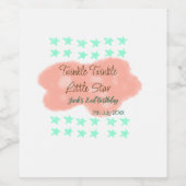 Orangefarbene Wolken funkeln blinkende kleine Ster Weinetikett (Einzelnes Label)