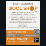 Orangefarbene Wollhandlogos, Knitterladen, Garnspe Flyer<br><div class="desc">Orange Wool Shop Logo,  Knitting Store,  Garn Store Werbung Flyer durch den Business Card Store.</div>