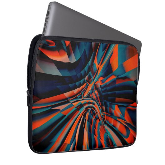 Orangefarbene zeichn von Quadraten, die auf der ge Laptopschutzhülle (Vorne Rechts)