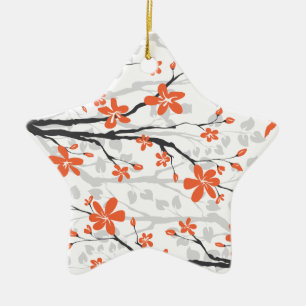 Orangefarbene Zitronenmagnolia Blume Keramik Ornament