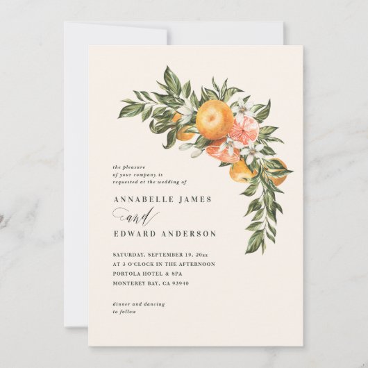 Orangefarbene Zitrusblüte Aquarellfarben botanisch (Vorderseite)