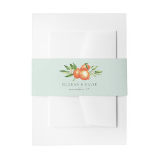 Orangefarbene Zitrusfrüchte Botanische Hochzeit Einladungsbanderole