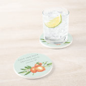 Orangefarbene Zitrusfrüchte Botanische Hochzeit Getränkeuntersetzer (Seite)