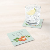 Orangefarbene Zitrusfrüchte Botanische Hochzeit Rechteckiger Pappuntersetzer (Vor Ort)