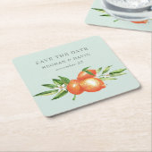 Orangefarbene Zitrusfrüchte Botanische Hochzeit Rechteckiger Pappuntersetzer (angewinkelt)