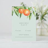 Orangefarbene Zitrusfrüchte Botanische Hochzeit RSVP Karte (Stehend Vorderseite)