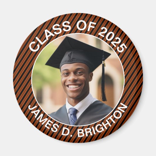 Orangefarbener Abschluss mit schwarzem Foto Magnet (Vorne)