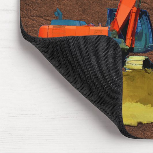 Orangefarbener Bagger und Gelber Sprengwagen Mousepad (Ecke)
