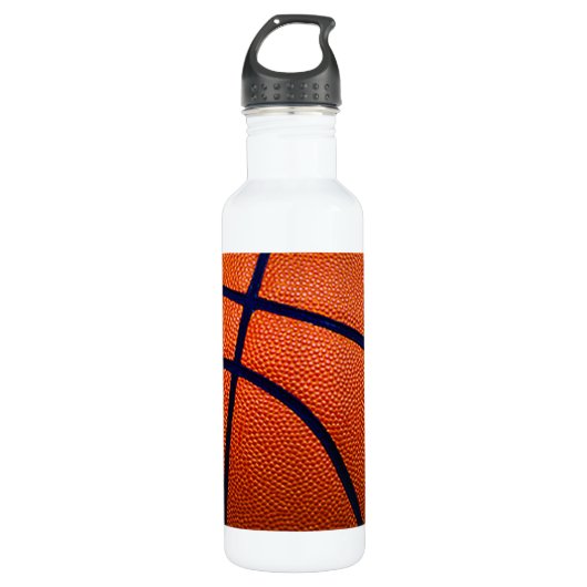 Orangefarbener Basketball Edelstahlflasche (Vorderseite)