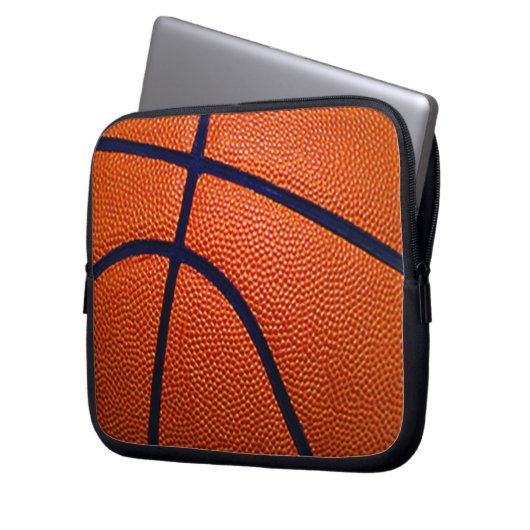 Orangefarbener Basketball Laptopschutzhülle (Vorderseite Links)