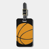 Orangefarbener Basketball mit schwarzem Hintergrun Gepäckanhänger (Vorderseite vertikal)