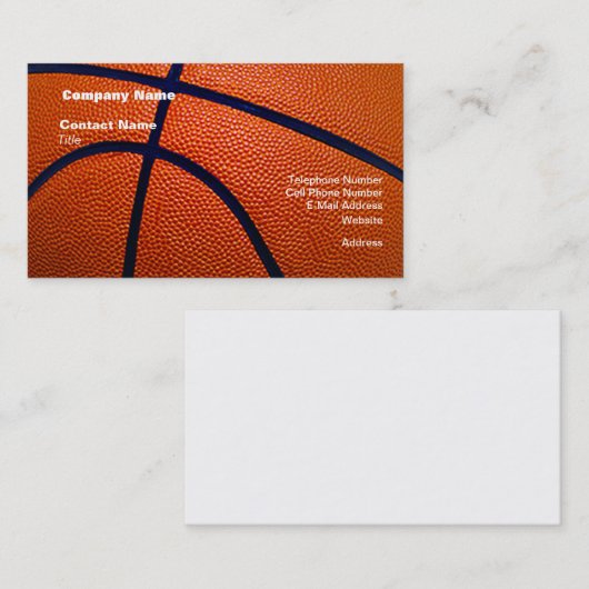 Orangefarbener Basketball Visitenkarte (Vorne/Hinten)