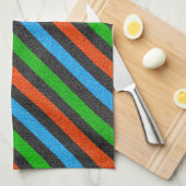 Orangefarbener, blauer, grüner, schwarzer Glitzer  Geschirrtuch (Viertel Falte)