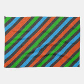 Orangefarbener, blauer, grüner, schwarzer Glitzer  Geschirrtuch (Horizontal)