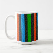 Orangefarbener, blauer, grüner, schwarzer Glitzer Kaffeetasse (Links)