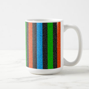 Orangefarbener, blauer, grüner, schwarzer Glitzer  Kaffeetasse