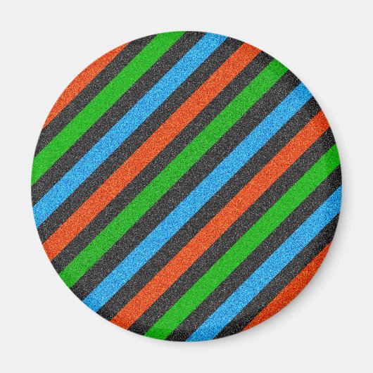 Orangefarbener, blauer, grüner, schwarzer Glitzer Magnet (Vorne)