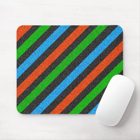 Orangefarbener, blauer, grüner, schwarzer Glitzer Mousepad (Mit Mouse)