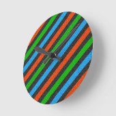 Orangefarbener, blauer, grüner, schwarzer Glitzer Runde Wanduhr (Winkel)