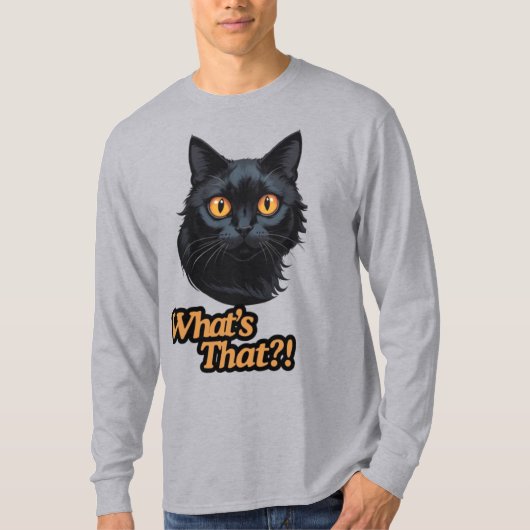 Orangefarbener Blick: Überraschendes Schwarzes Kat T-Shirt (Vorderseite)