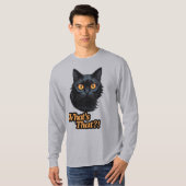 Orangefarbener Blick: Überraschendes Schwarzes Kat T-Shirt (Vorne ganz)