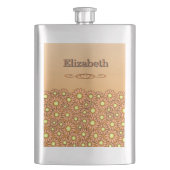 Orangefarbener Blume Flachmann (Vorderseite)