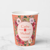 Orangefarbener Blumenkranz moderne chinesische Hoc Pappbecher (Rückseite)