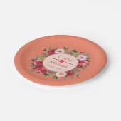 Orangefarbener Blumenkranz moderne chinesische Hoc Pappteller (Schrägansicht)