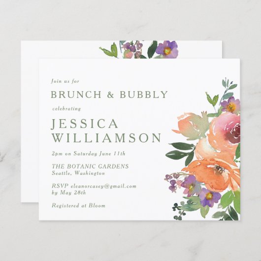 Orangefarbener Brunch Einladung (Vorne/Hinten)