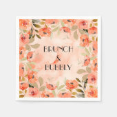 Orangefarbener Brunch mit Blumen und Bubbly Napkin Serviette (Vorderseite)