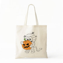 Orangefarbener Cartoon Mummy mit Pumpkin