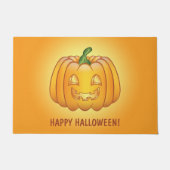 Orangefarbener Cartoon Pumpkin und glücklicher Hal Fußmatte (Vorderseite)