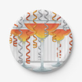 Orangefarbener Cocktail und Band Pappteller (Vorderseite)