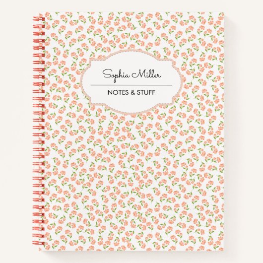 Orangefarbener Coquette Personalisierte Spirale Notizblock (Vorderseite)