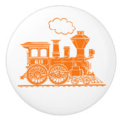 Orangefarbener Dampfzug, kundenspezifische Art Tür Keramikknauf (Vorderseite)