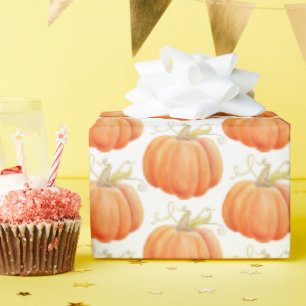 Orangefarbener Erntedank Kürbisfarbe gemustert Geschenkpapier