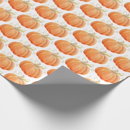 Orangefarbener Erntedank Kürbisfarbe gemustert Geschenkpapier (Ecke)