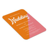 Orangefarbener Farbblock Retro Hochzeitsempfang Magnet (Rechte Seite)