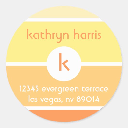 Orangefarbener Farbchip - Modernes Monoadresslabel Runder Aufkleber (Vorderseite)