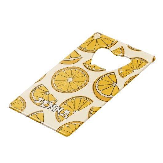 Orangefarbener Flaschenöffner (Rückseite Schrägansicht)