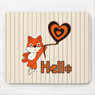 Orangefarbener Fuchs mit Herzgel-Mauspad Mousepad