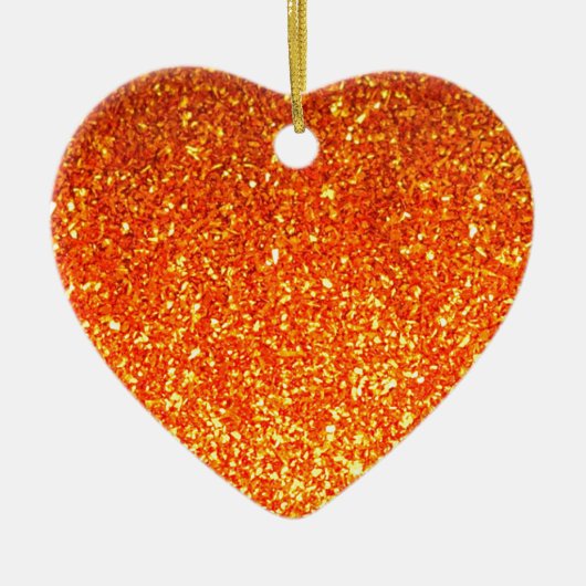 Orangefarbener funkelnd Glitzer Keramik Ornament (Vorne)